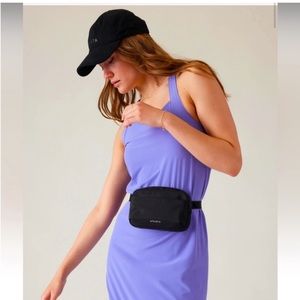 Athleta NEW Revive Black Velvet Belt Waist Crossbody Bag Purse Travel Gym